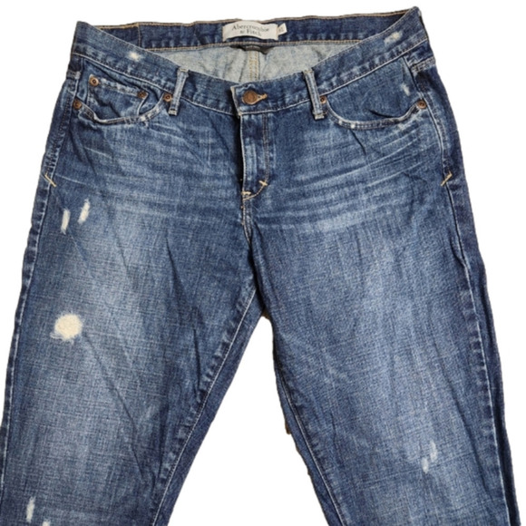 Size 8L 𝅺Jean distressed Cotton Boot cut flaired ABERCROMBIE & FITCH - Picture 2 of 13
